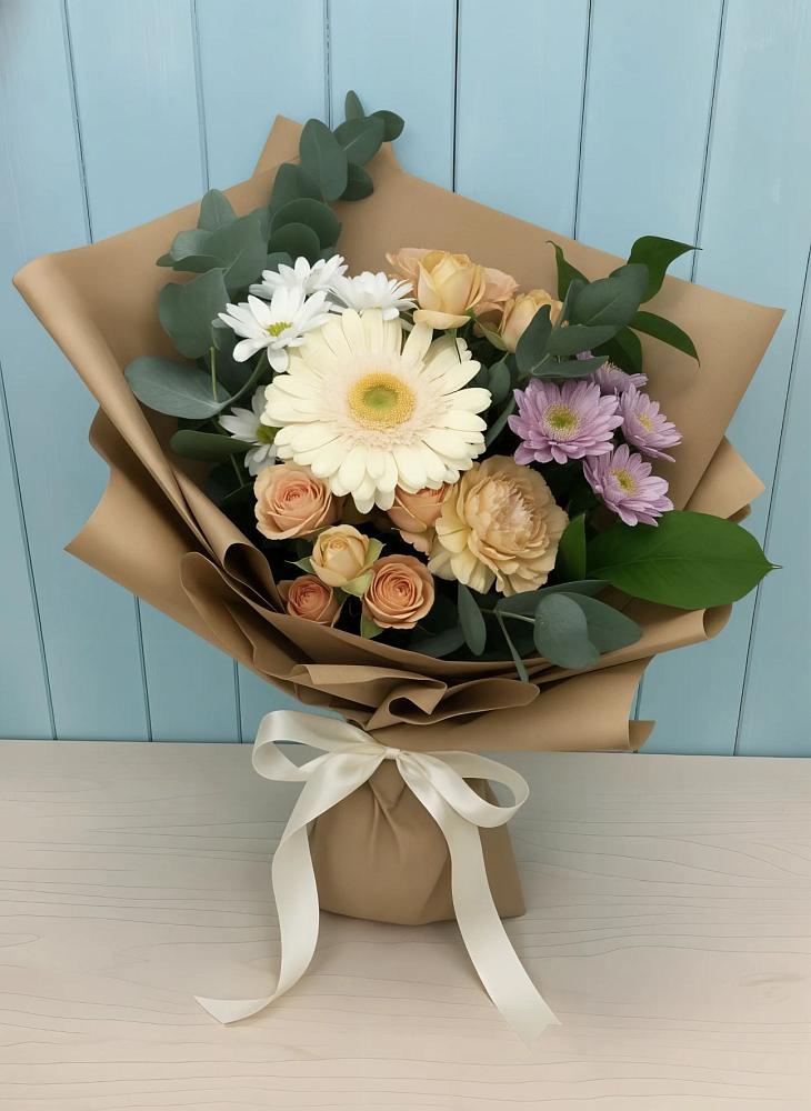Букет цветов из: Герберы и Хризантемы в Бакале