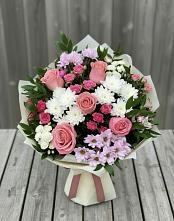 Букет цветов из:  Альстромерии, Гвоздики, Розы и Хризантемы #REPLACE_PRED# Бакале