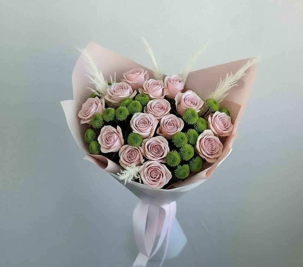 Букет цветов из: Розы и Хризантемы в Бакале