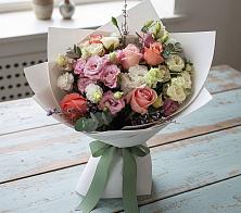 Букет цветов из:  Розы, Лизиантусы и Гвоздики #REPLACE_PRED# Бакале