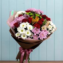 Букет цветов из:  Розы, Хризантемы и Альстромерии в Бакале