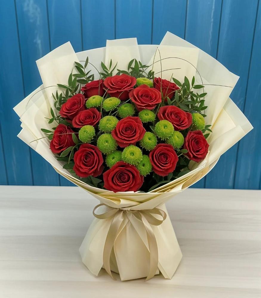 Букет цветов из: Розы и Хризантемы в Бакале