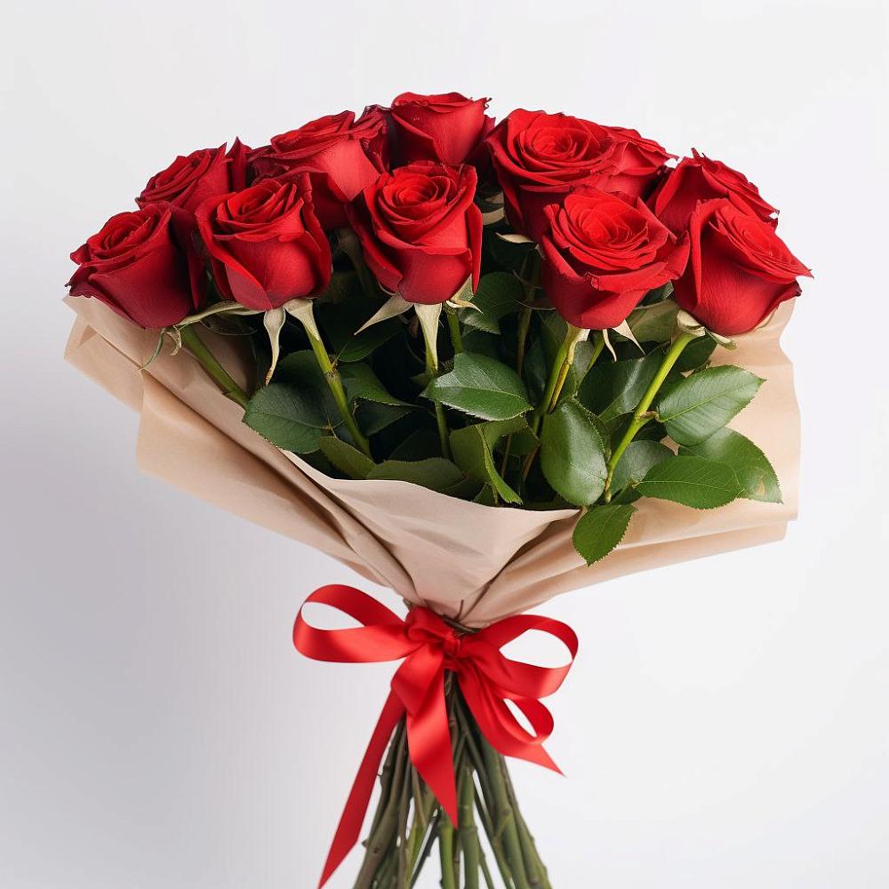 Букет 11 Красных роз Эдлесс Лав в Бакале