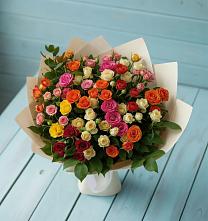 Букет Микс из разноцветных кустовых роз #REPLACE_PRED# Бакале